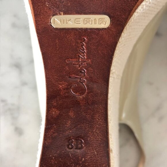 COLE HAAN Nike Air Open Toe Wedge Platform Espadrille Sandal Patent Nude… - Picture 5 of 17